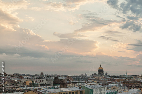 Sunset cloudscape Saint petersburg roof