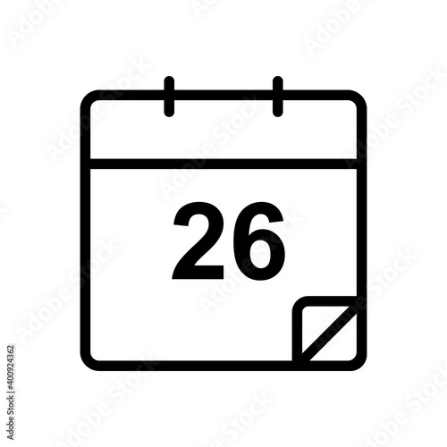 Basic 26 date calendar line icon. simple design editable. Design template vector