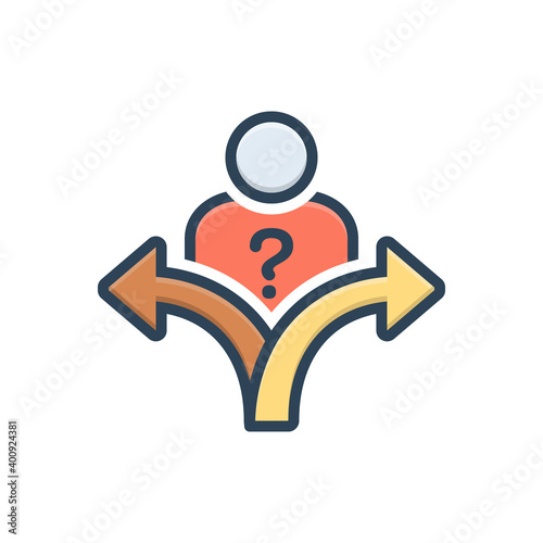 Color illustration icon for decision