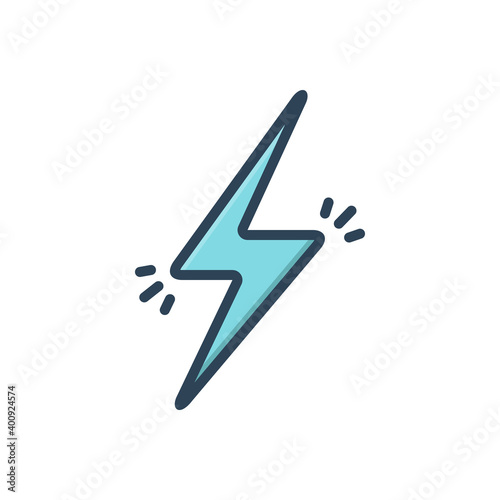 Color illustration icon for lightening bolt