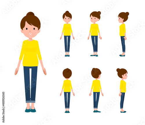 flat type Bun hair mom_Doll