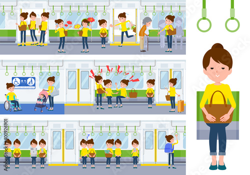 flat type Bun hair mom_on the train sitting