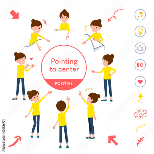 flat type Bun hair mom_Pointing positive