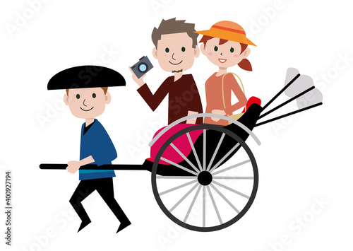 人力車　カップル　観光