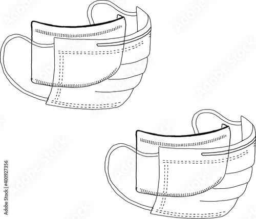 Safety breathing masks Corona Virus. Industrial safety N95 mask, dust protection respirator and breathing medical respiratory mask. Hospital or pollution protect face masking. - vector.