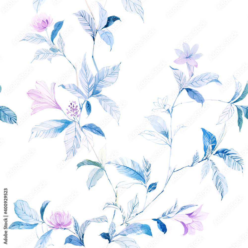 Fototapeta premium Flowers watercolor illustration.Manual composition.Seamless pattern.Design for cover, fabric, textile, wrapping paper .