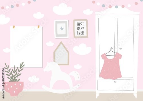 Cute cartoon character mother koala and baby. Print for baby shower party. Vector print  in the interior of the children's room. Flat illustration