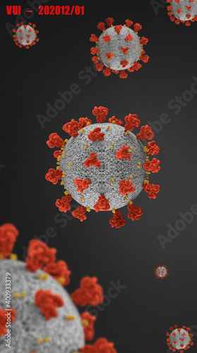 coronavirus COVID-19, The first Variant Under Investigation in December  VIU - 202012-01 microscopic virus 3d illustration united kingdom virus photo