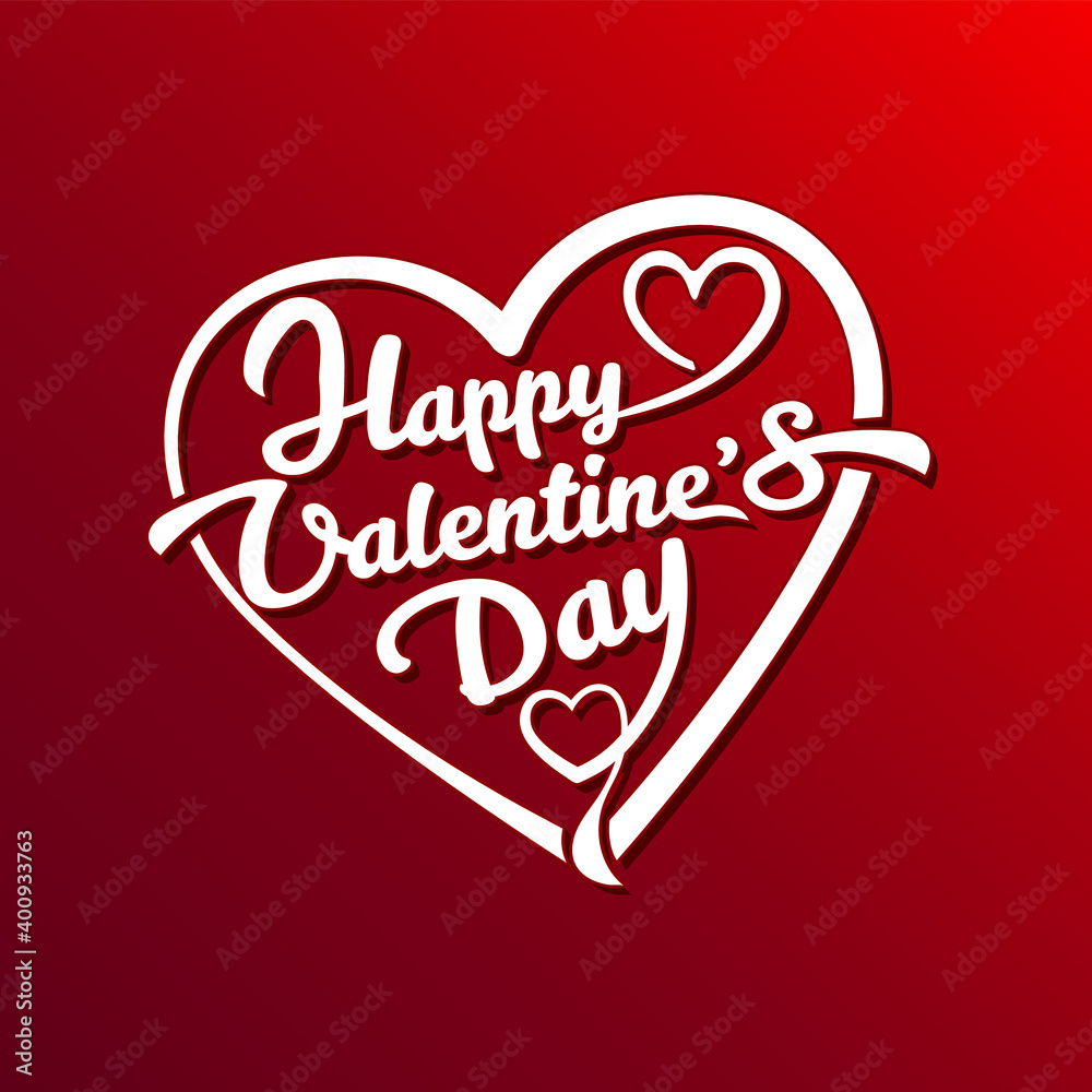 Happy Valentines Day Typography Vector Lettering design on red background Happy Valentines Day Typography Vector Lettering design on red background