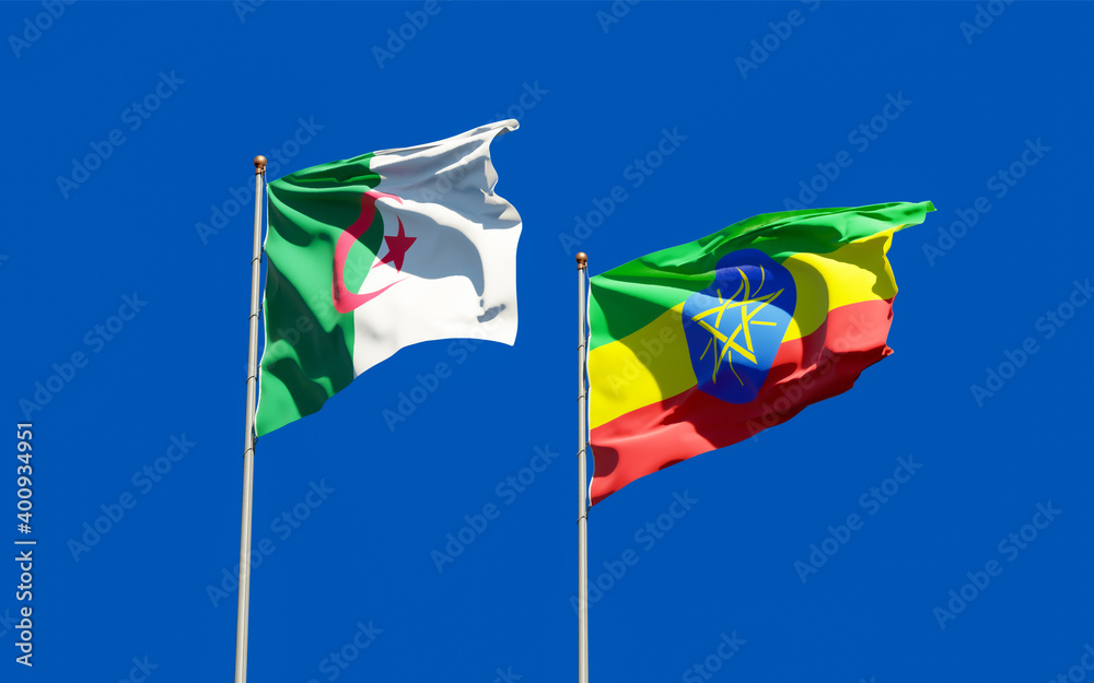 Naklejka premium Flags of Ethiopia and Algeria.