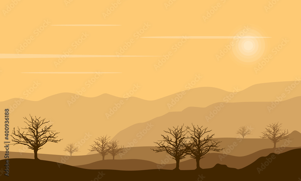 Nature scenery at sunset in the countryside. City vector