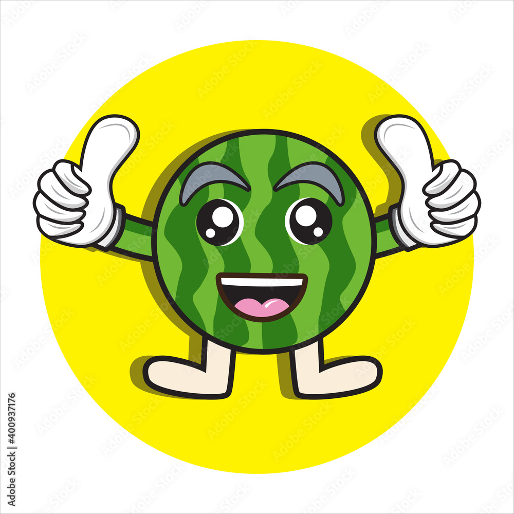 cute watermelon mascot illustration thumbs up cute watermelon mascot illustration thumbs up