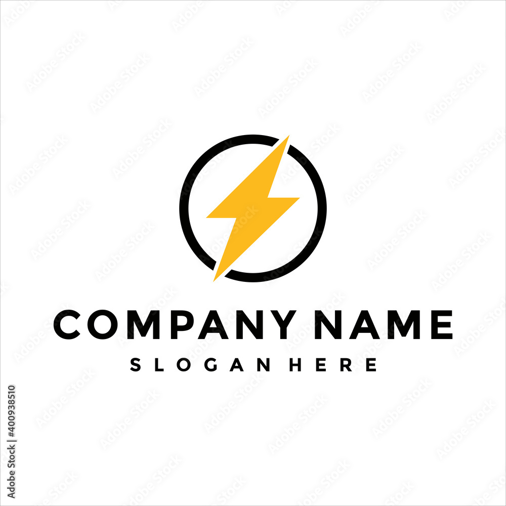 light bolt electric logo design vector