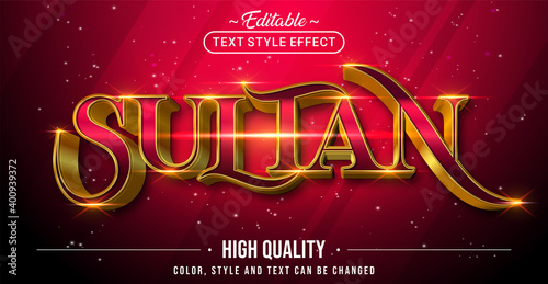 Editable text style effect - Sultan with Gold and Red text style theme.
