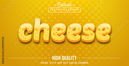 Editable text style effect - Yellow Cheese text style theme.