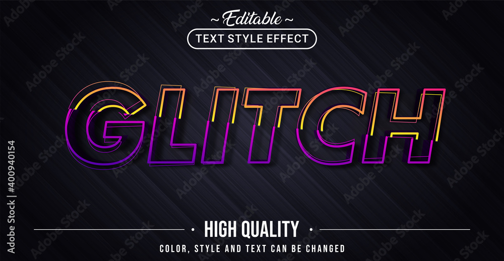 Editable text style effect - Lines Glitch text style theme.