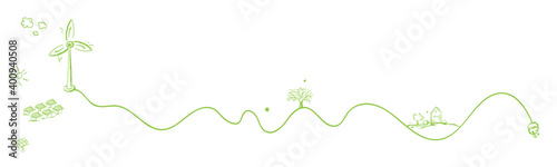 Strom erneuerbare Energien Energie Windenergie Solar Windrad Stromkabel grün Band Banner