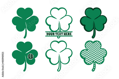 Shamrock SVG Cut File | Saint Patricks Day SVG | Clover Leaf SVG | Split Monogram | St Patricks Day SVG | Three Leaf SVG | Bundle