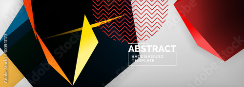 Low poly 3d geometric shapes, minimal abstract background. Vector illustrations for covers, banners, flyers and posters and other