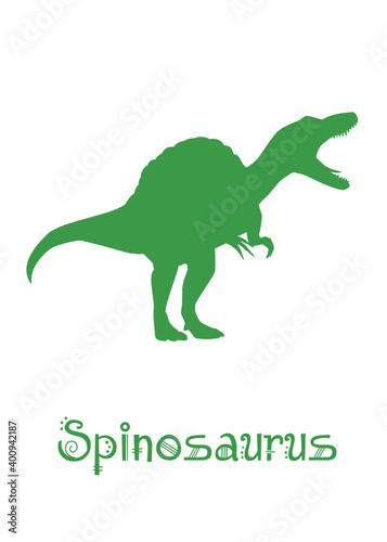 Spinosaurus Dinosaur Vector illustration silhouette. dark green dinosaurs  kids dinosaur name prints dark green  boys bedroom wall art  dino room  kids dinosaur posters.