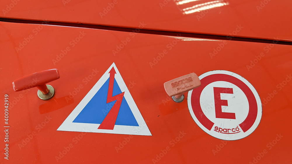 sparco e Emergency Switch Cut Circuit Racing Car off fire extinguisher Stock Photo Adobe Stock