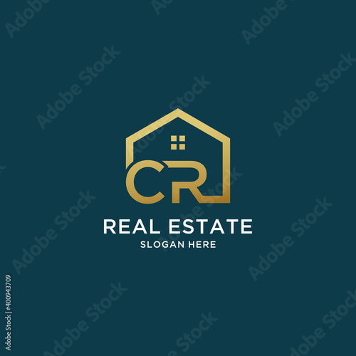 Letter cr home logo for real estate