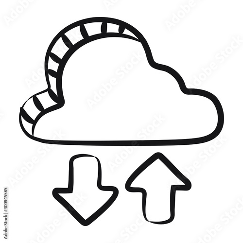 
Upload, download, cloud data doodle icon
