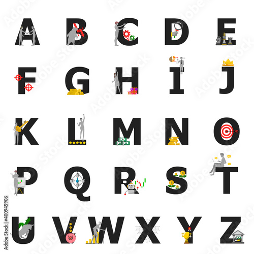 Vector of stock stylized font for decorating article. 
