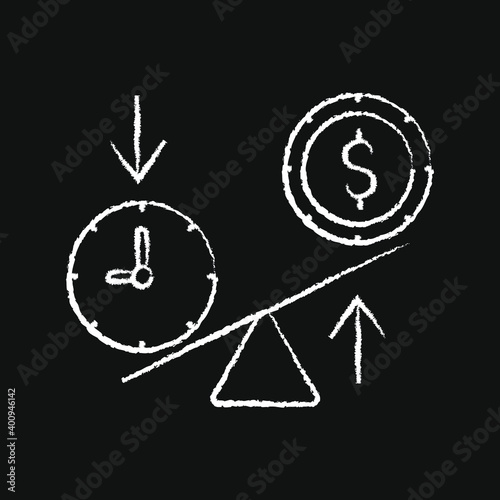 chalk icon, money in exchange for time, time managment