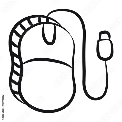
Icon of computer mouse in doodle design
