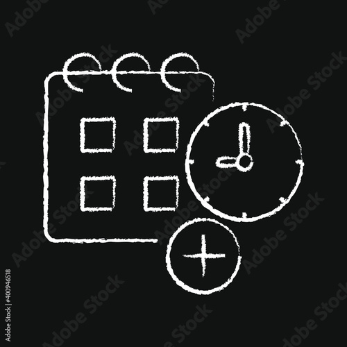 time managment. chalk icon, scheduling in the calendar, adding