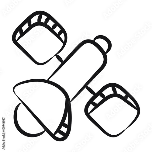 Artificial satellite or artificial spaceflight icon in doodle style 