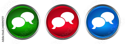 Chat bubble icon supreme round button set design illustration