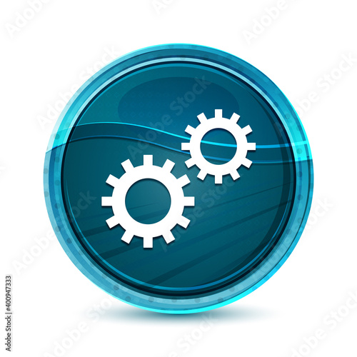 Process icon elegant glass blue round button vector design illustration