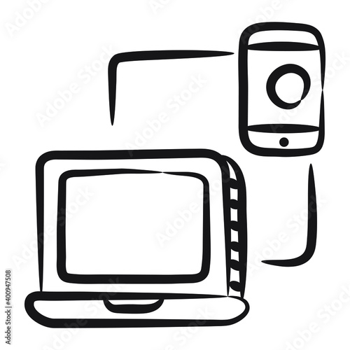
A perfect icon of attached devices in modern doodle design
