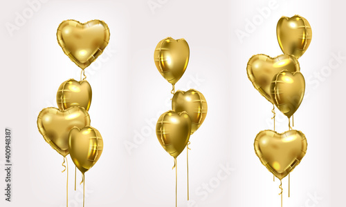 Golden foil balloons composition set