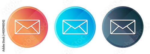 Email icon steam mist round button set shiny illustration