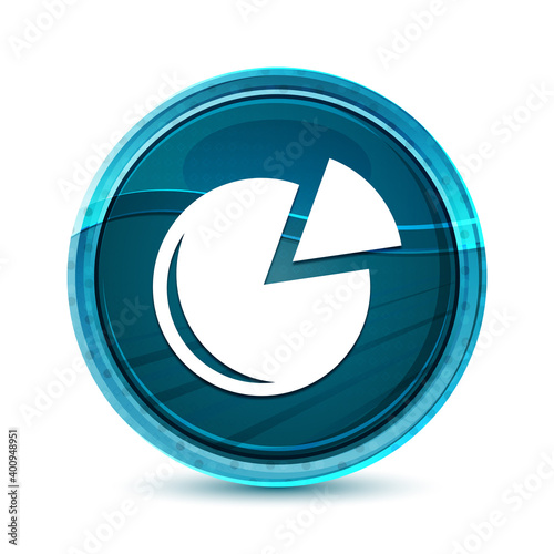Graph icon elegant glass blue round button vector design illustration