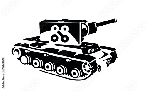 Old Russian heavy tanker in vector. 