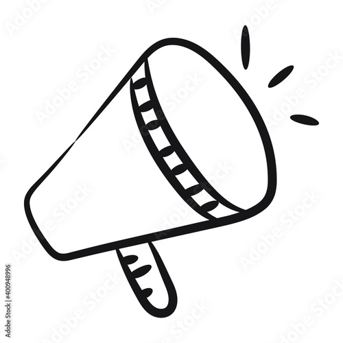 
Loudspeaker for announcement, doodle icon
