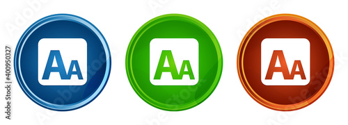 Font size box icon stylish round button set glass design