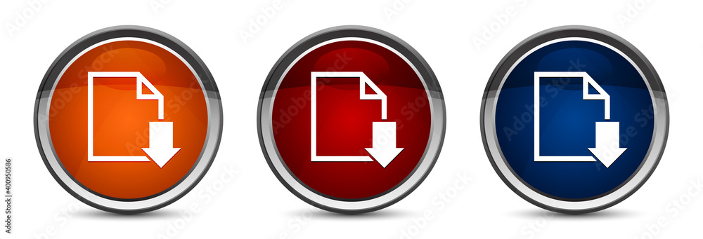 Download document icon exclusive blue red and orange round button design set Download document icon exclusive blue red and orange round button design set