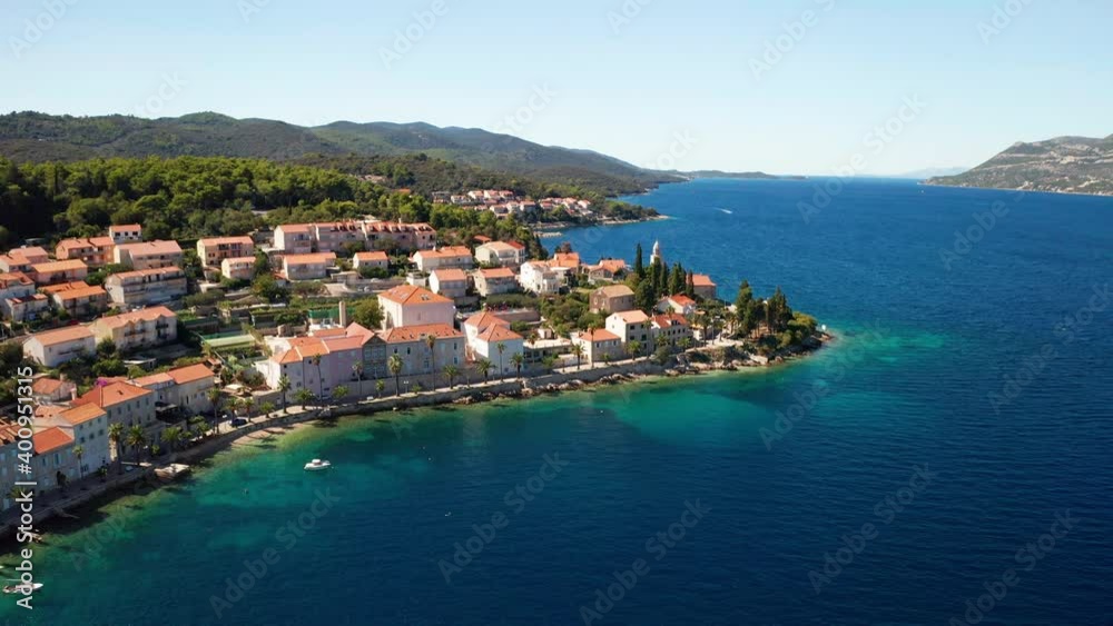 Aerial view of Korcula old town on Korcula island, Croatia. Aerial view of Korcula old town on Korcula island, Croatia.