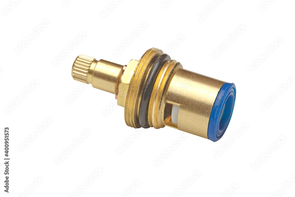 Brass Ceramic Faucet Cartridge, isolated on white background. A very detailed view. Brass Ceramic Faucet Cartridge, isolated on white background. A very detailed view.