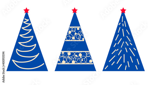 Christmas tree as symbol of Happy New Year, Merry Christmas holiday celebration. Vector illustration on isolated white background. Sparkle light decoration. Bright shiny design illustration.
