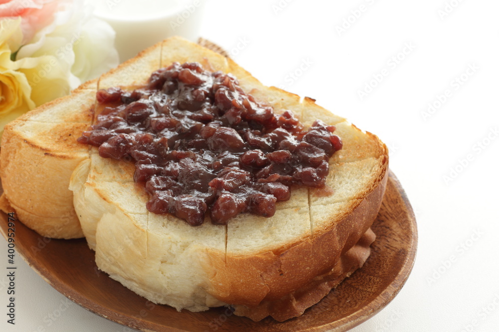 Japanese food, red bean paste on toasted for Nagoya prefecture regional cafe food Japanese food, red bean paste on toasted for Nagoya prefecture regional cafe food