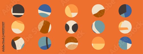 Big set of various highlight covers, abstract backgrounds with various hand drawn organic shapes, lines, spots, dots, doodle objects, round icons templates for social media stories