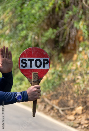 hand with a stop sign photo