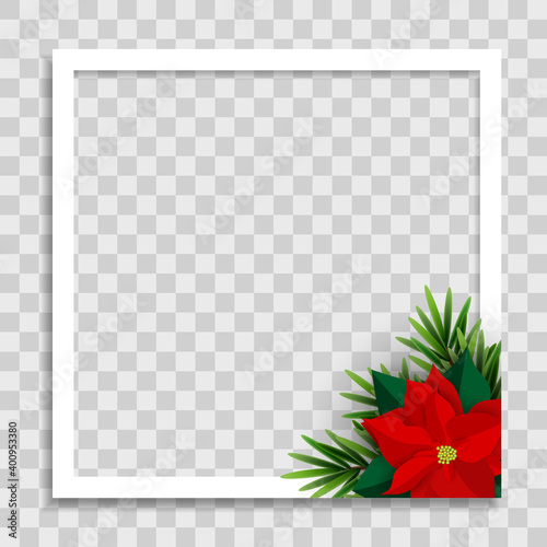 Holiday Photo Frame Template. Merry Christmas and Happy New Year Background. ...