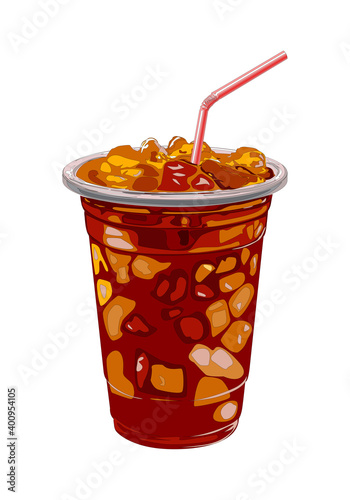 Cola in glass with ice cubes on isolated background including clipping path